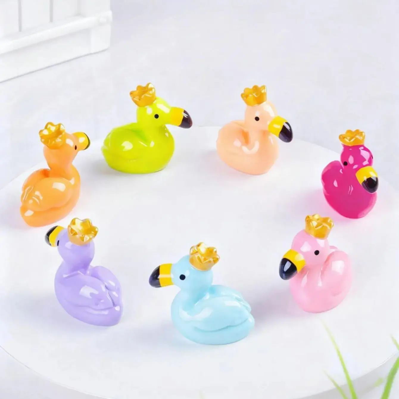 10/20PCSResin تاج فلامنغو الحلي جمع ل حديقة الجنية المشهد الصغير الزفاف محور لتقوم بها بنفسك عرض الحرفية