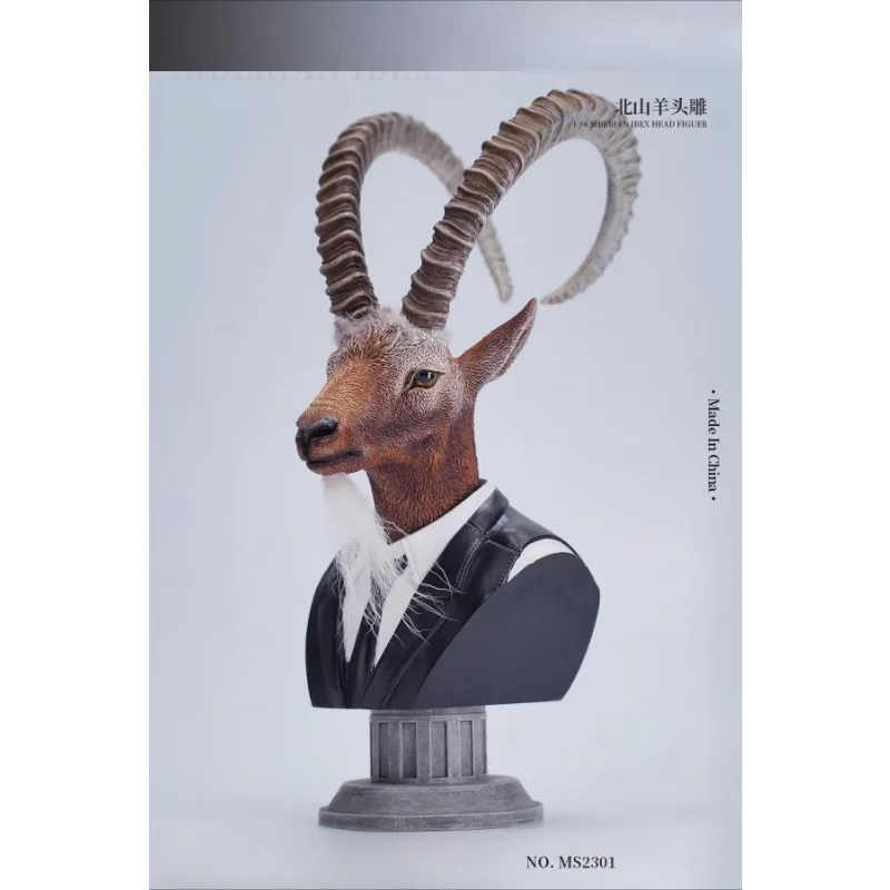 1/6 Głowa owcy sibirskiej, rzeźba symulacyjna, ruchoma głowa zwierzęcia, model rzeźby pasujący do figurek żołnierzy o wysokości 12 cali, akcesorium do ciała figurki.