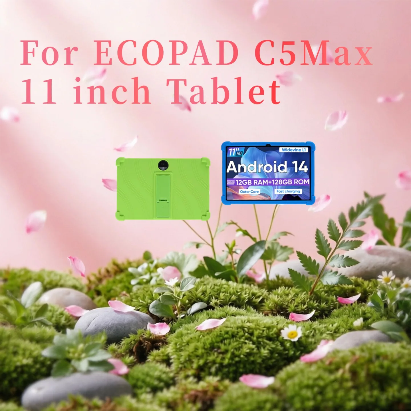 Capa de silicone para ECOPAD C5 Max de 11 polegadas, com 4 cantos reforçados, à prova de choque, capa de silicone macia para tablet [Amigável para crianças]