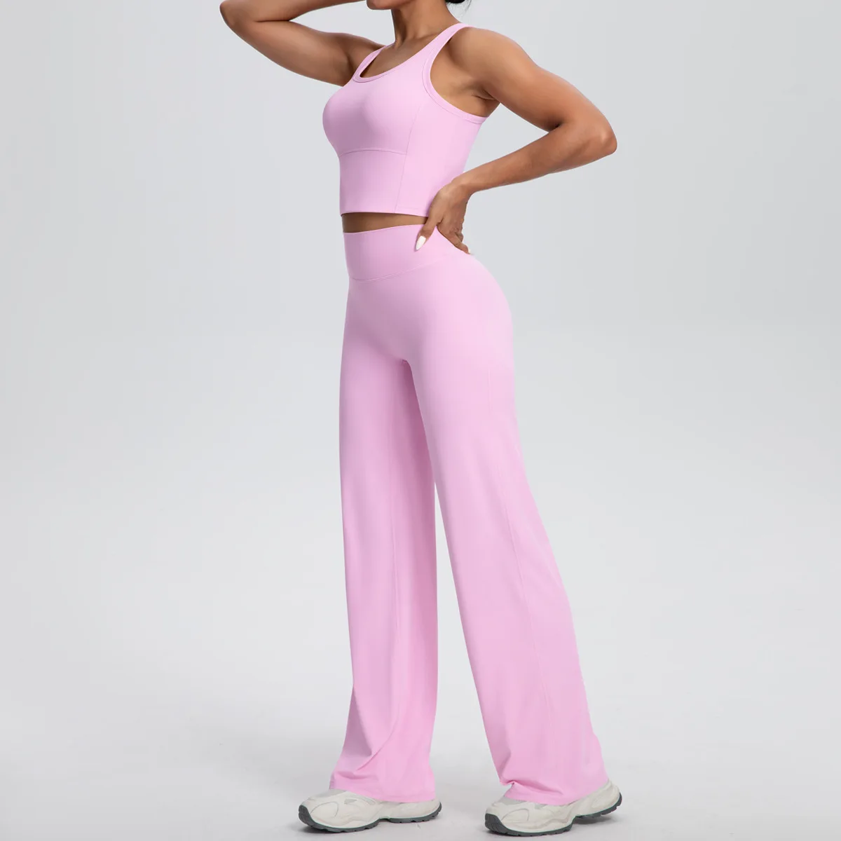 

Новые костюмы для йоги с высокой талией и подтяжкой бедер, тонкие брюки с прямыми штанинами, быстросохнущая спортивная одежда для бега, повседневная одежда для тренировок, комплект для йоги в тренажерном зале