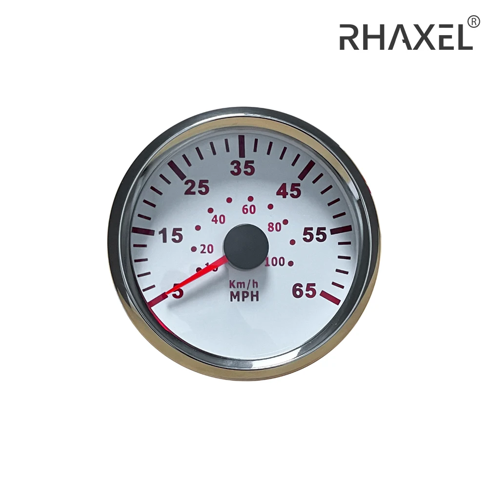 RHAXEL Pressure Speedometer 0-35 0-55 0-65 MPH Pitot Tube Signal 85mm (3 3/8'') Gauge 12V 24V Red Backlight for Boat Vessels