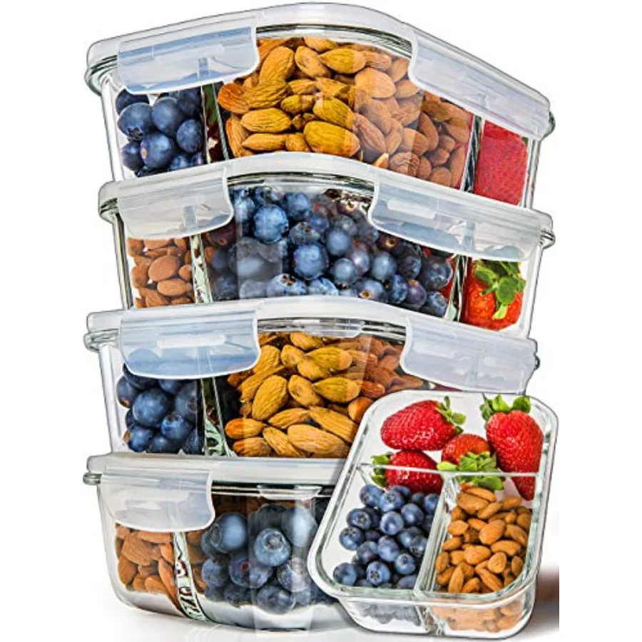 

PrepNaturals Oz Glass Meal Prep Containers Dishwasher Microwave Freezer Oven Safe Glass Storage Containers with Lids Multi