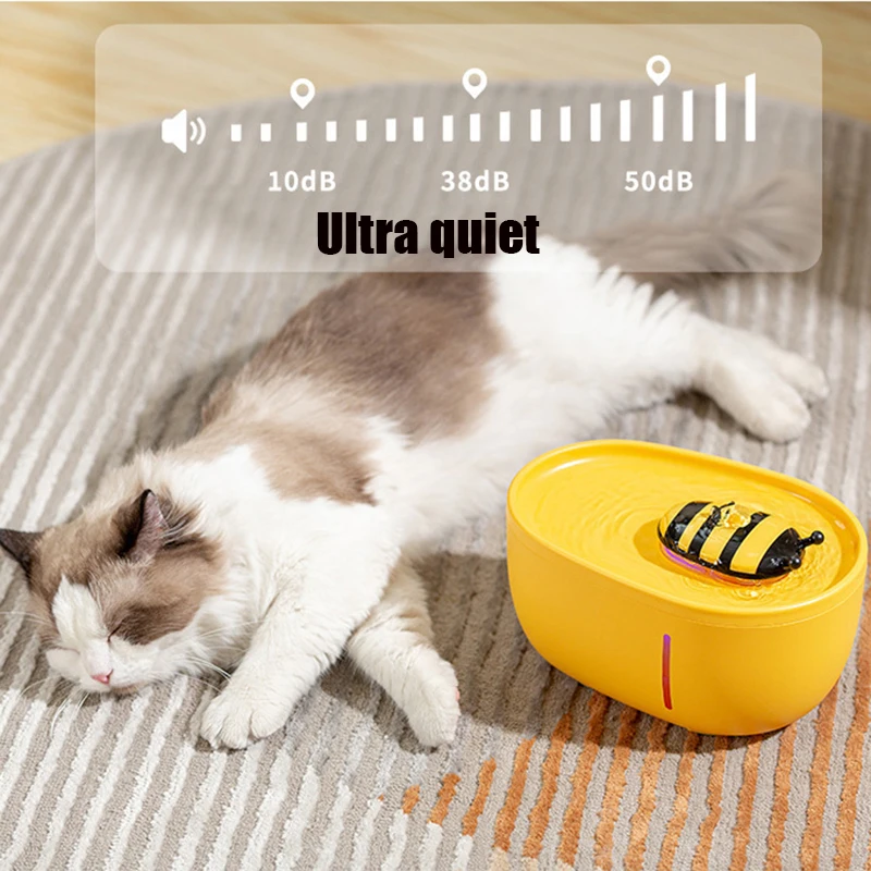 2L Pet Water Fountain Honey Bee Cat Water Dispenser Auto Feeder for Cat Fountain Recirculate Filtring Drinker