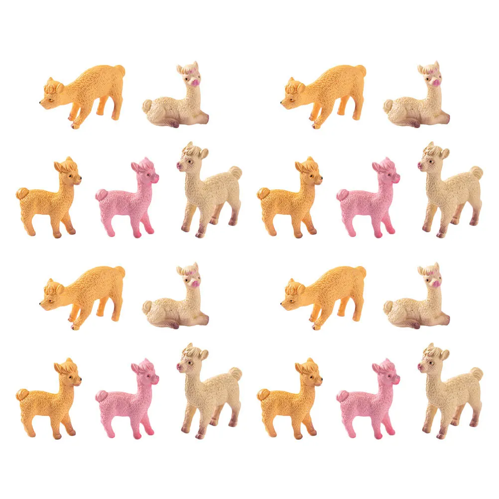 

20pcs Miniature Resin Animal Statues For Garden Landscape Dollhouse Decor Kids Room Desktop Bookshelf Alpaca Decorations Resin
