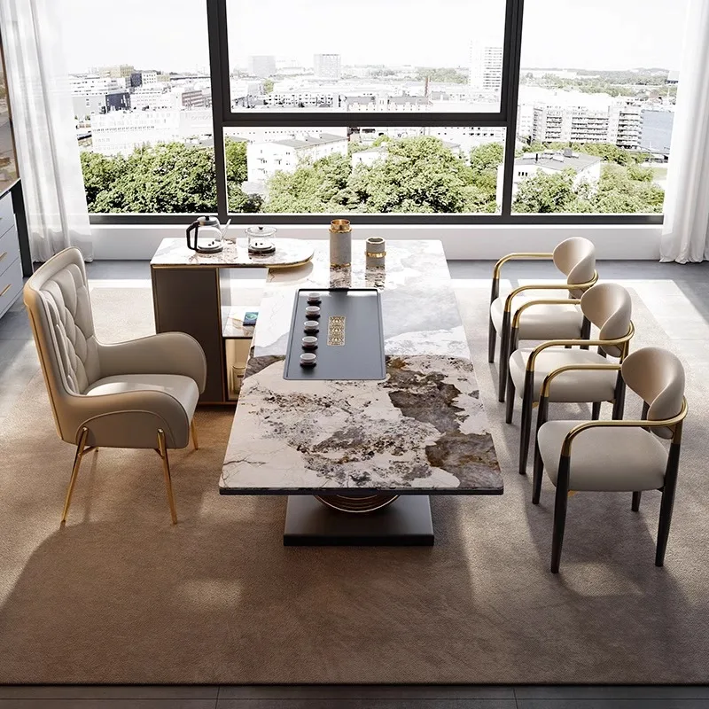 Light luxury high-end sense rock slab combination integrated office home commercial reception tea table