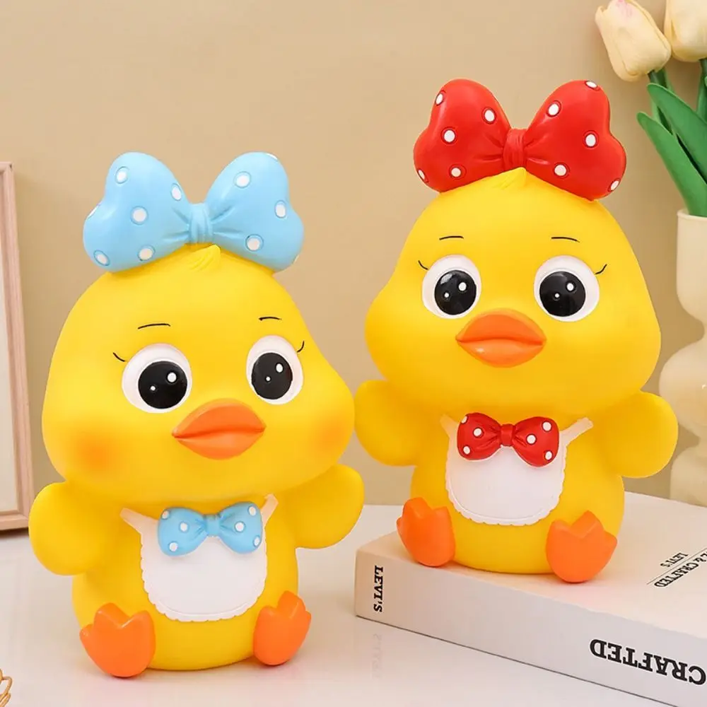 Tirelire Anti-chute en forme de petit canard jaune, réservoir d'épargne, boîtes à billets décoratives en forme de canard de dessin animé, modèle de grande capacité