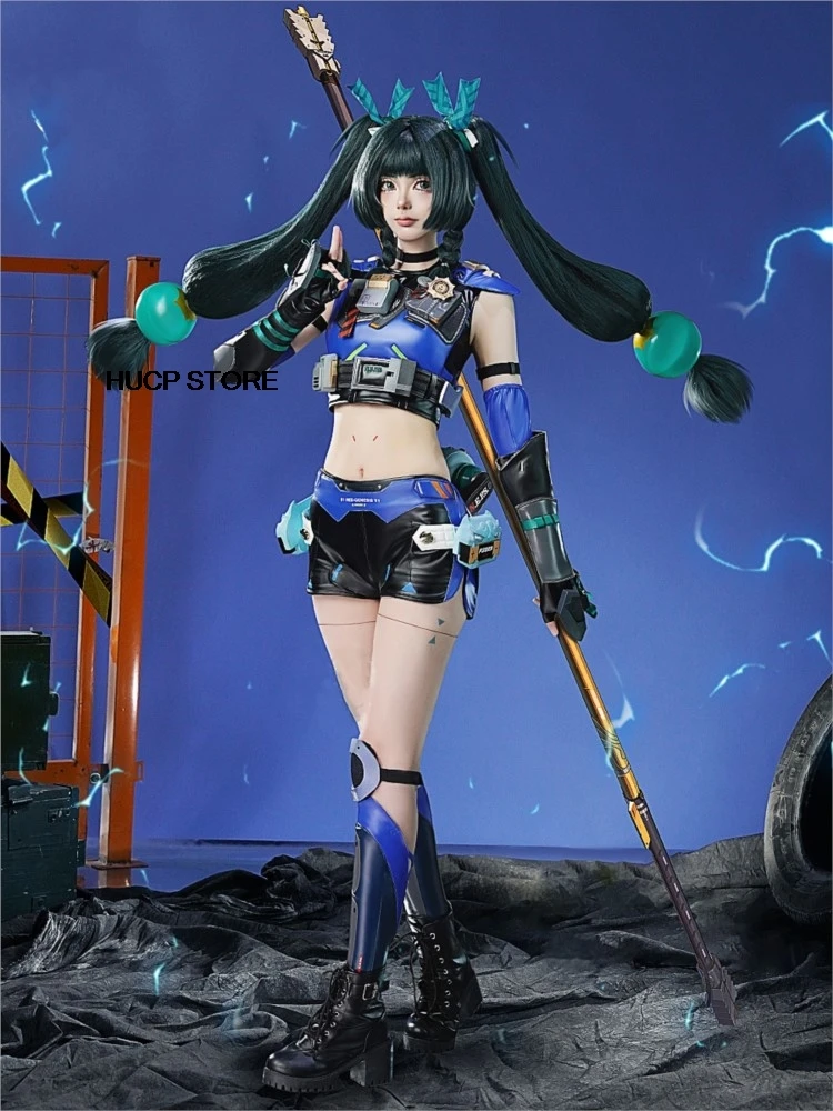 Zenless Zone-Qingyi Cosplay Costume para Mulheres, Uniforme Jogo, Coletes, Shorts, Headwear, Adesivos, Adereços, Festa de Halloween, Peruca