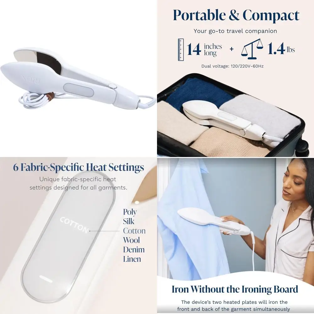 

Портативный ручной отпариватель для одежды с 6 режимами нагрева - не требуется гладильная доска, прост в использовании, удаляет складки, в комплекте инструкция - белый