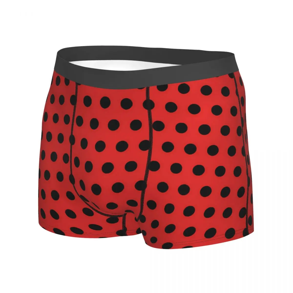 Retro Polka Dots Underwear Red and Black Print Boxer Shorts Trenky Men Underpants Plain Boxer Brief Gift