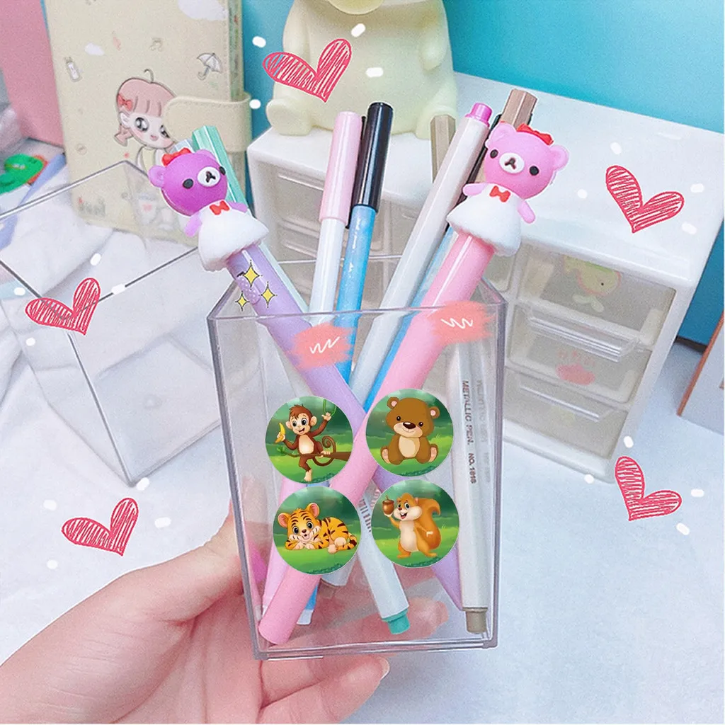 500Pcs/Roll Zoo Cartoon Stickers - Classic Stationery Reward Labels with Tiger Design BulingBulingStickers Store