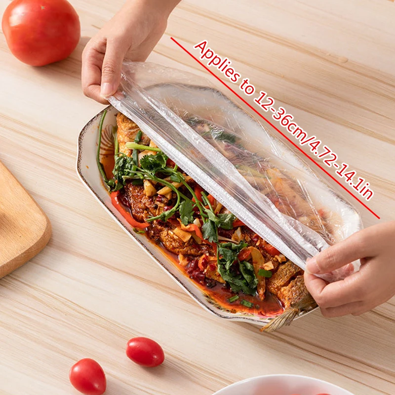 100pcs Kitchen transparent cling film cover to prevent cross contamination, food preservation cover with elastic locking edge