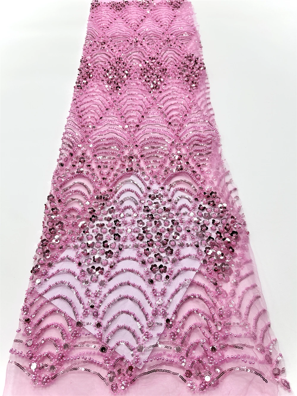 

Luxury African Fabric Lace 5 Yards 3D Lace High Quality 2025 Green Sequin French Beaded Lace Fabrics For Wedding Dress Sewing