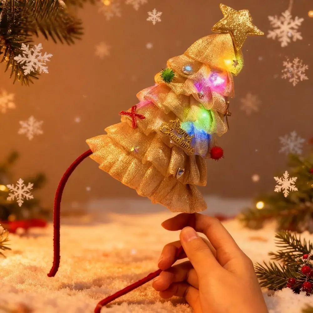 

Christmas Christmas Christmas Headband Elk Hair Hoop Glitter Antlers Headband Bow Party Dress Up Glowing Christmas Hairband