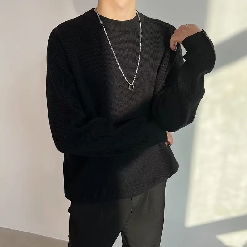 Suéter de Punto para Hombre de Estilo Informal, Color Blanco, Sensación de Alta Gama, Cuello Redondo, Manga Larga, Abotonado,...