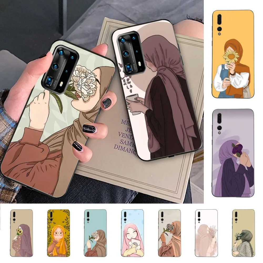 

Muslim Arabic Hijab Girl Phone Case For Huawei P 8 9 10 20 30 40 50 Pro Lite Psmart Honor 10 lite 70 Mate 20lite