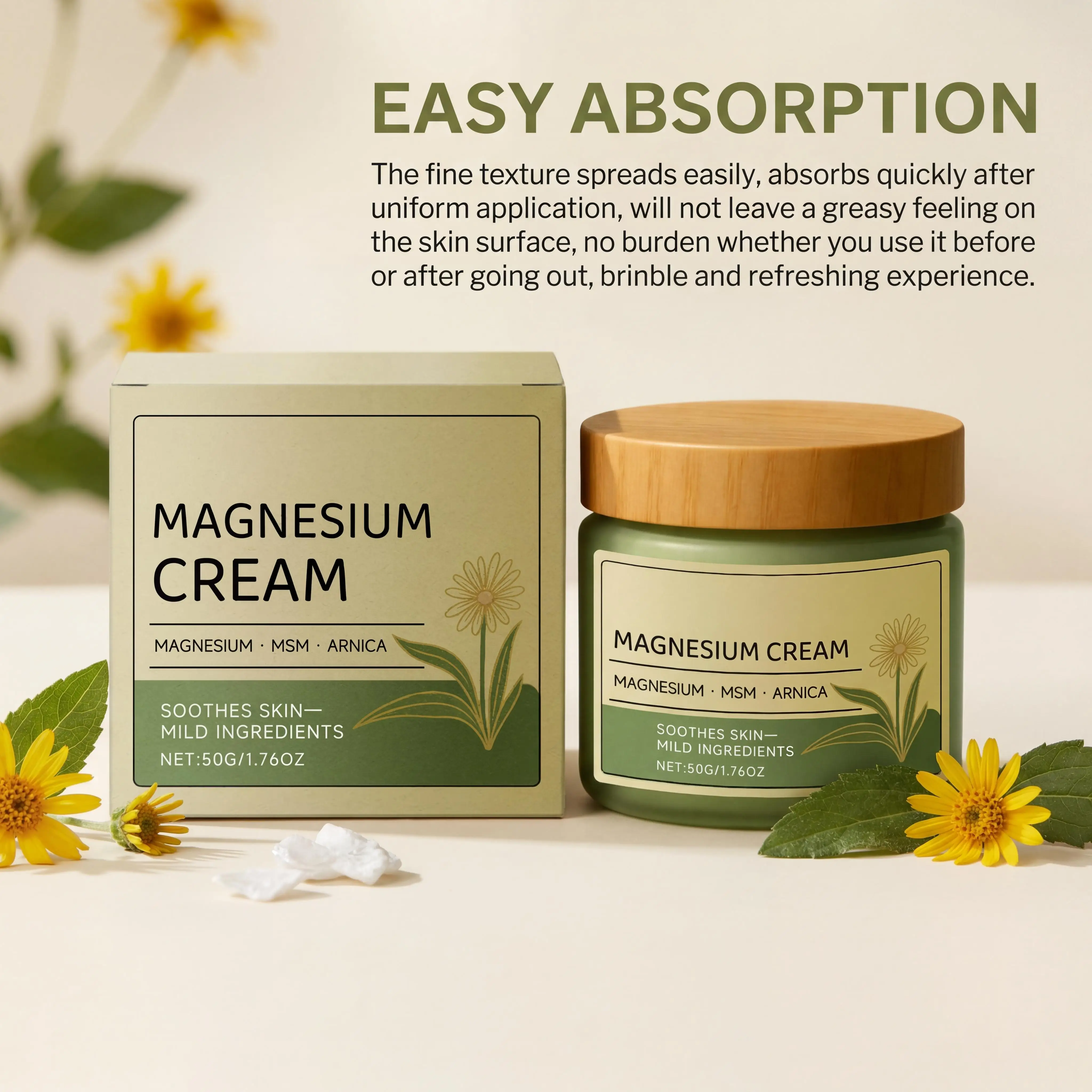 Magnesium Cream Body Soothing Cream Relieve Muscles Joints & Leg Pains Lasting Hydration Lightweight Fast Absorb Body Care Cream