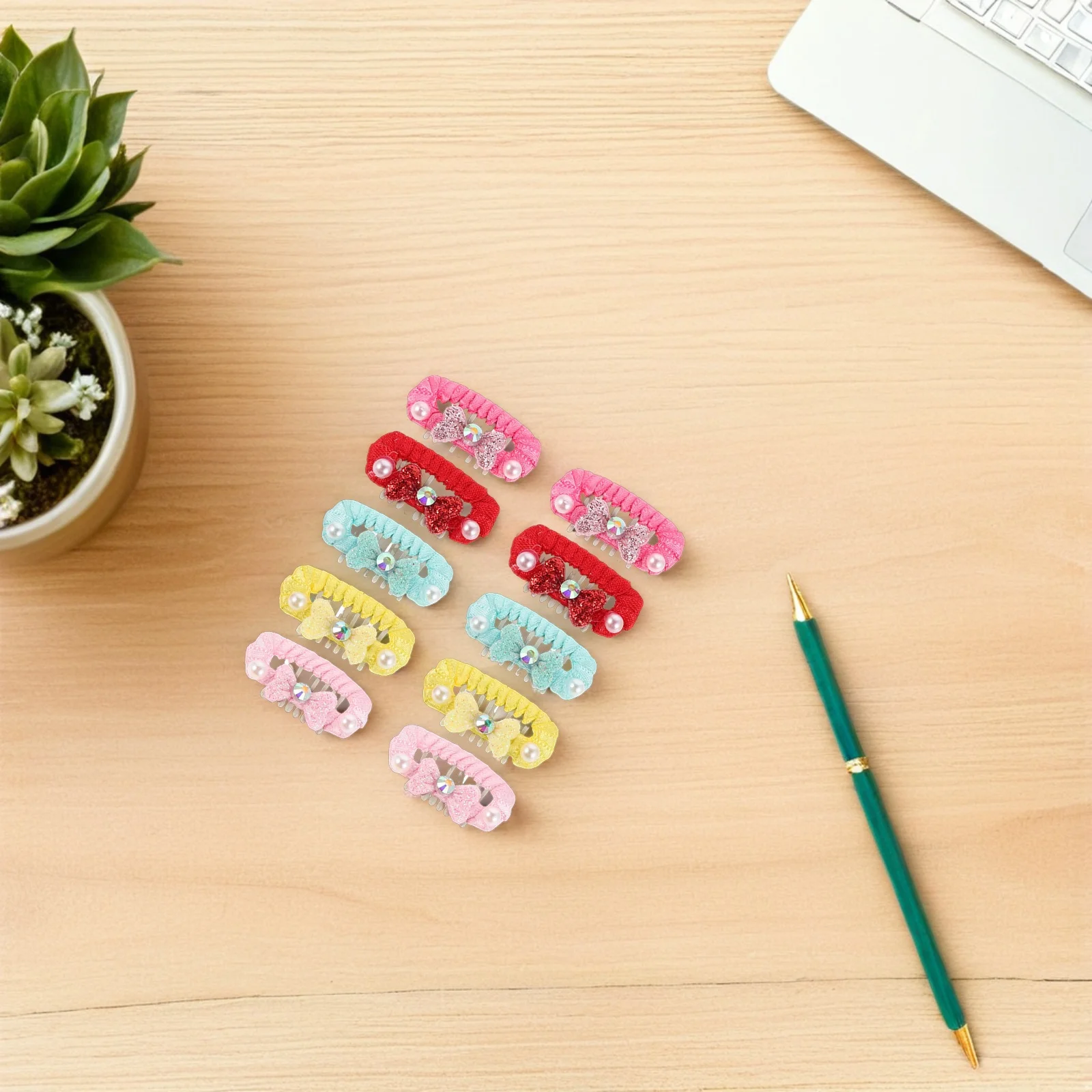 

10Pcs Pet Hair Clips Cute Animal Bow Clips Colorful Floral Design Puppy Hair Accessories Dog Cat Decorative Hairpins