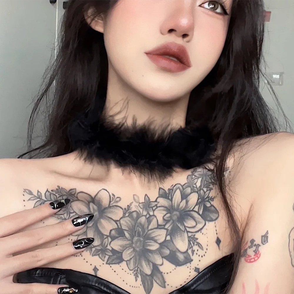 Sexy Fur Choker Necklace Romantic Fluffy Feathers Clavicle Chain Necklace for Women Adjustable Ribbon Jewelry Y2K Accessories