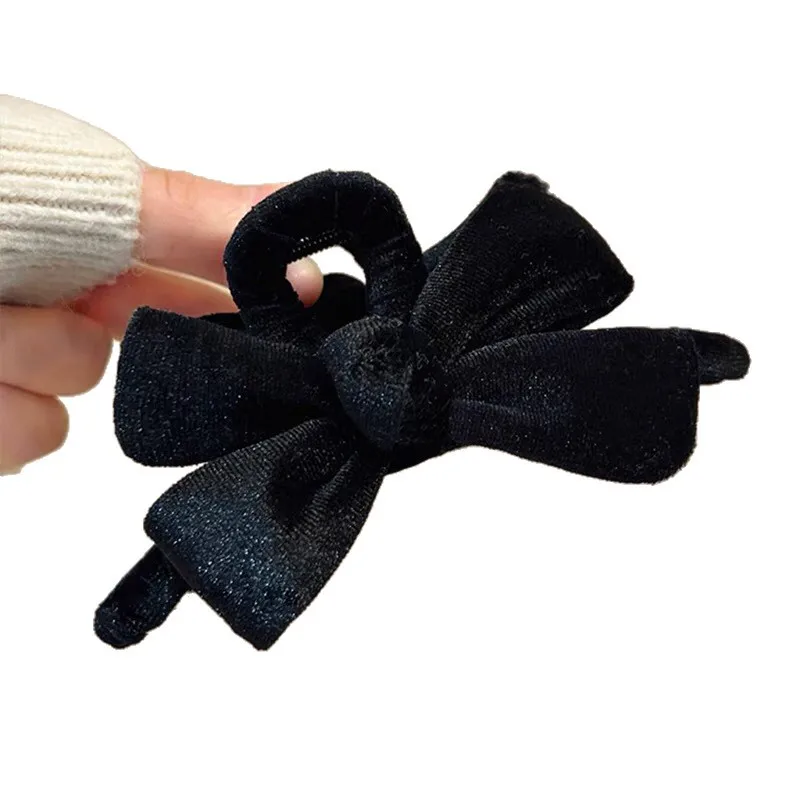 أنيقة المخملية القوس مشبك شعر كبير كليب الشتاء إكسسوارات الشعر دبوس الشعر المألوف المخملية روز مقاطع الشعر #5