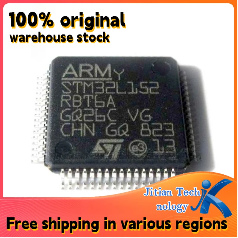 1PCS 100% New STM32L152RBT6A STM32L152 LQFP64 ARM microprocessor 128K Channel direct sales