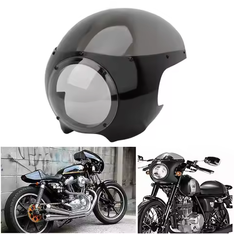 Motorcycle 5 3/4" Front Headlight Fairing Cover Windshiled Protector For Harley Sportster 883 1200 XL Dyna 39mm Fork Cafe Racer