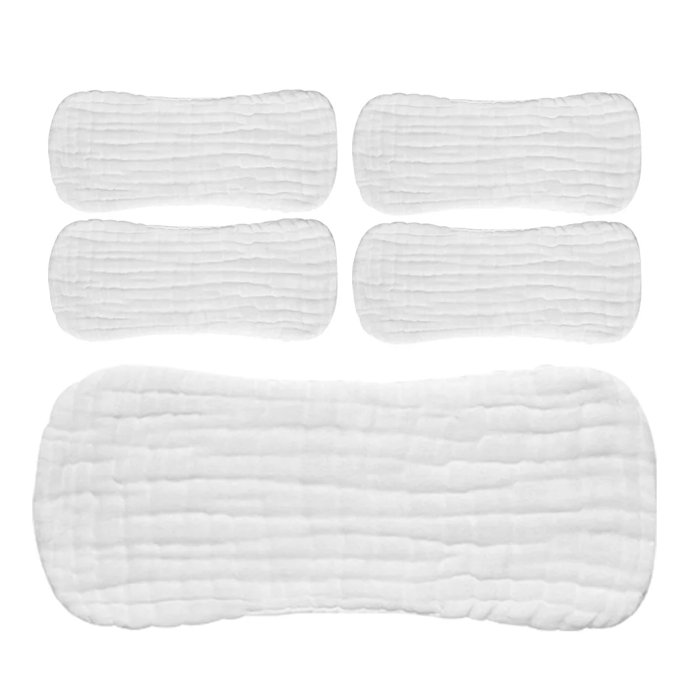 5 قطعة حفاضات من القماش القطني للأطفال قابلة لإعادة الاستخدام وقابلة للغسل لحديثي الولادة وسادات حفاضات ناعمة قابلة للتنفس غير مبيضة للأطفال الصغار