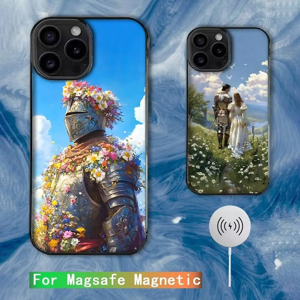 

Cartoon Oil Painting Knight Phone Case For iPhone 16e,16,15,14,13,12,11,Plus,Pro,Max,Mini Magsafe Magnetic Wireless Charging