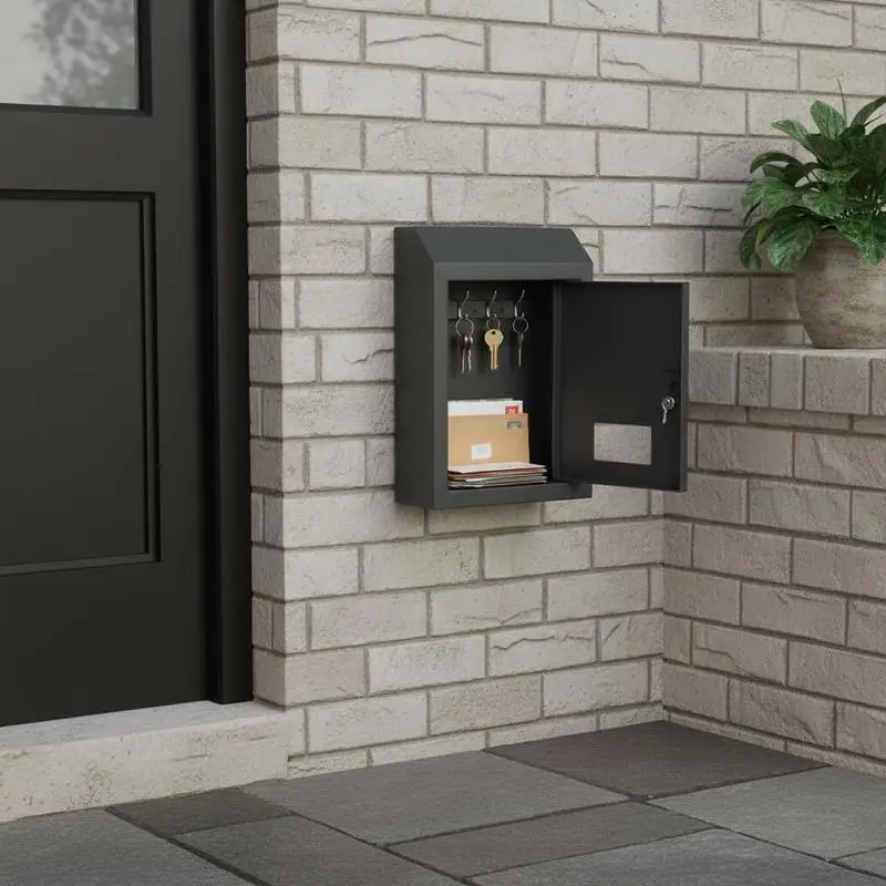 

Durable Steel Security Mailbox 12'' For Home Office Apartment, Combination Lock Wall Mount Hardware Charcoal Gray Finish