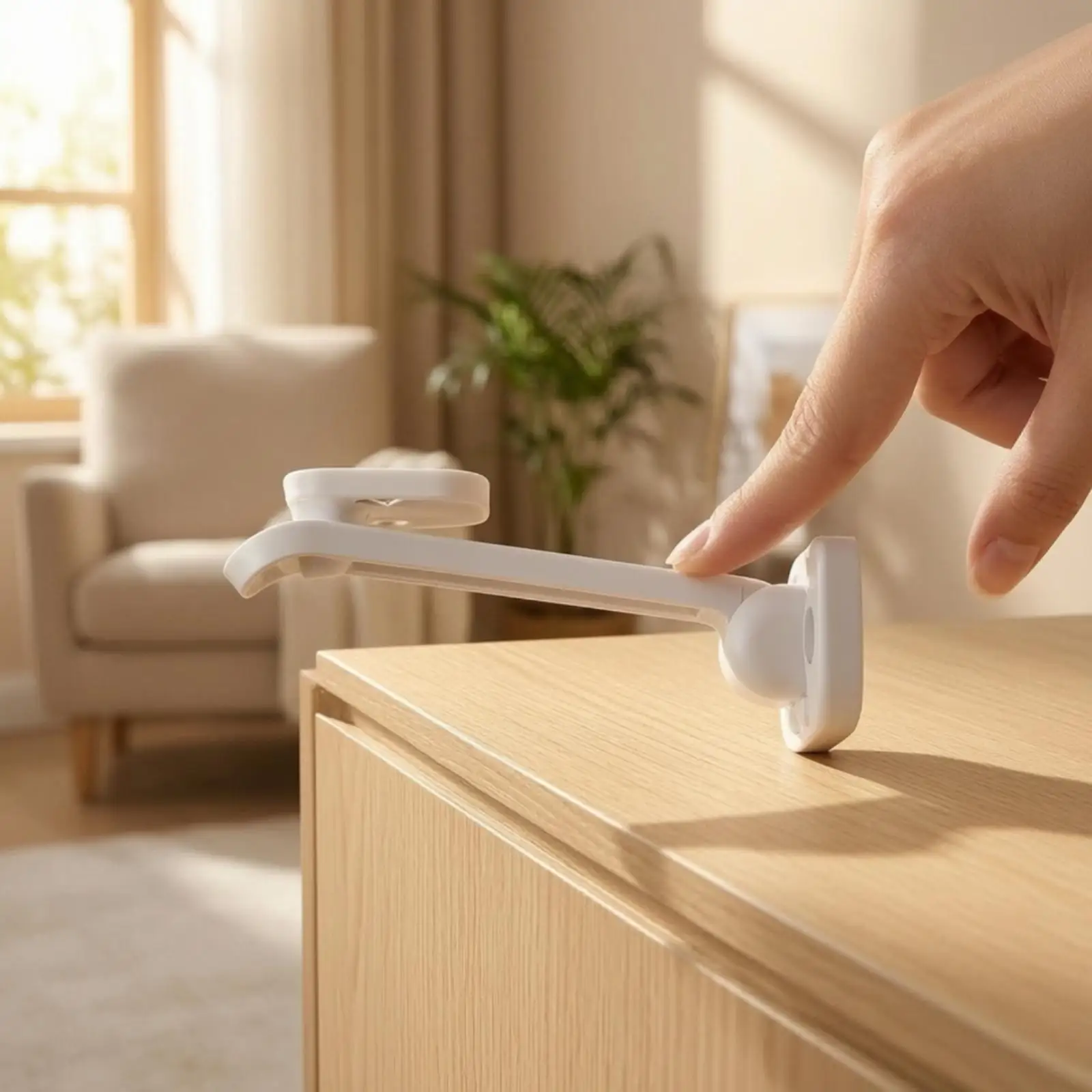 Concealed Child Drawer Lock White ABS Cabinet Safety Latch for Kids Furniture Secure Press Open Design