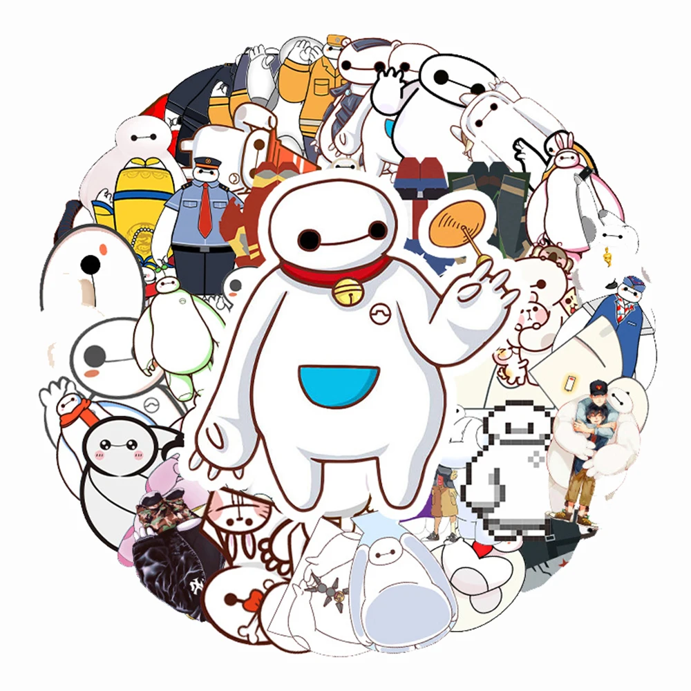 10/30/50pcs Disney Movie Big Hero 6 Stickers Kawaii Baymax Graffiti Sticker Phone Water Bottle Luggage Cute Cartoon Anime Decals