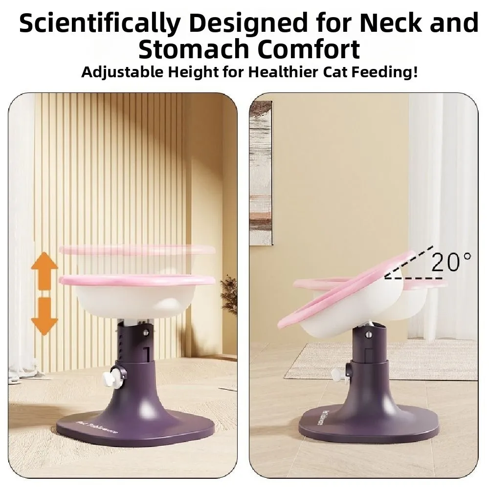 

Creative Pet High Footed Bowl Cartoon Adjustable Height Angle Elevated Pet Feeder Bowl Anti-flip Non-Slip