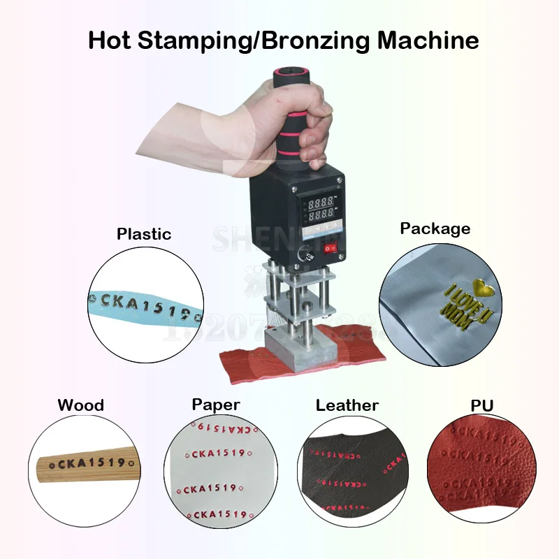 SHENLIN Portable bronzing machine manual hot stamping machine with nice controller 5*7cm 8*10cm 10*13cm heating board embosser