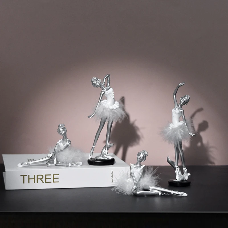 1Pcs Beautiful Ballerina Statue Collectible Fun Ballet Dancer Sculpture Artwork For Bedroom Home Office Bookcase Entrance Decor