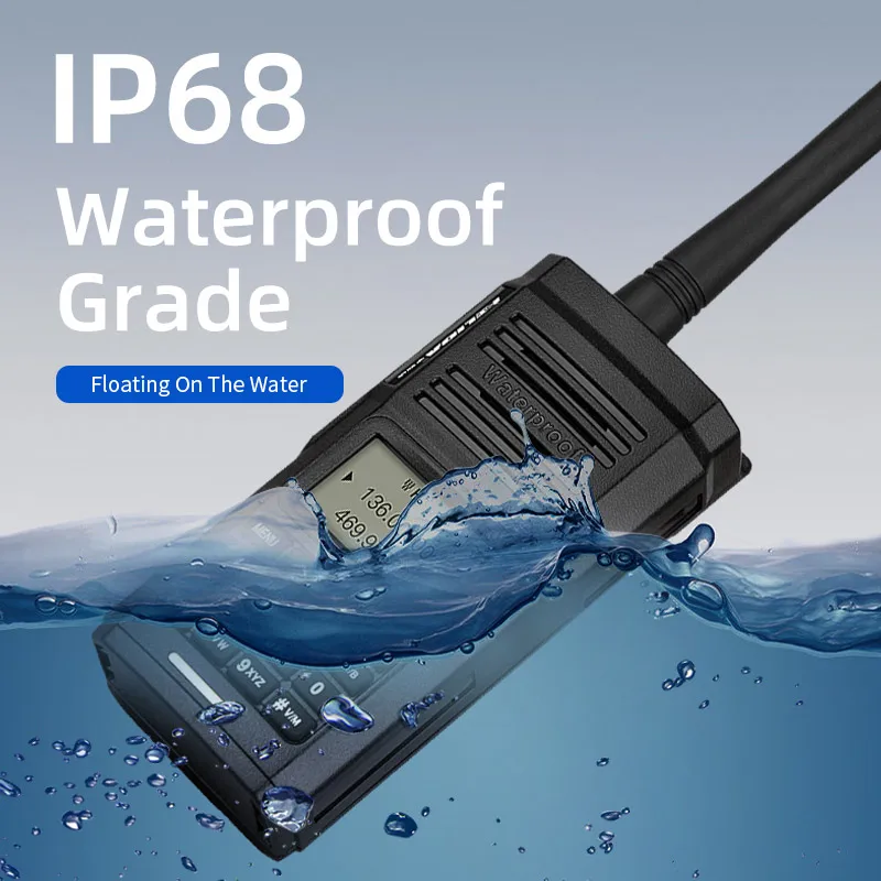 Waterproof Walkie Talkie with Alarm Function, 2 Way Radio, Long Range, VHF, UHF, 136-174, 400-480MHZ, 5W