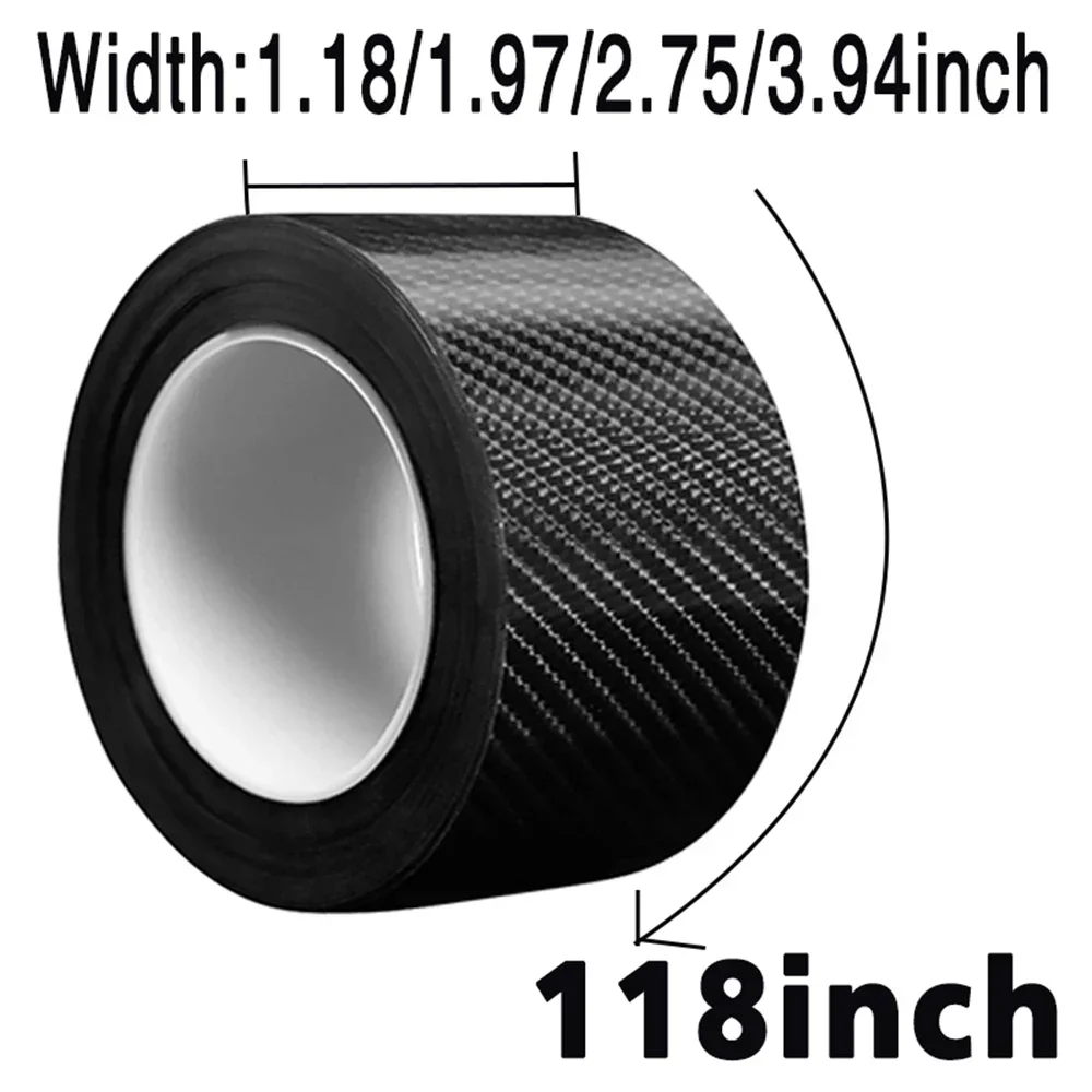 5D Carbon Fiber Black Car Door Protector Stickers Anti Scratch Black Glossy Waterproof Tape Auto Trunk Sill Scuff Protector Film