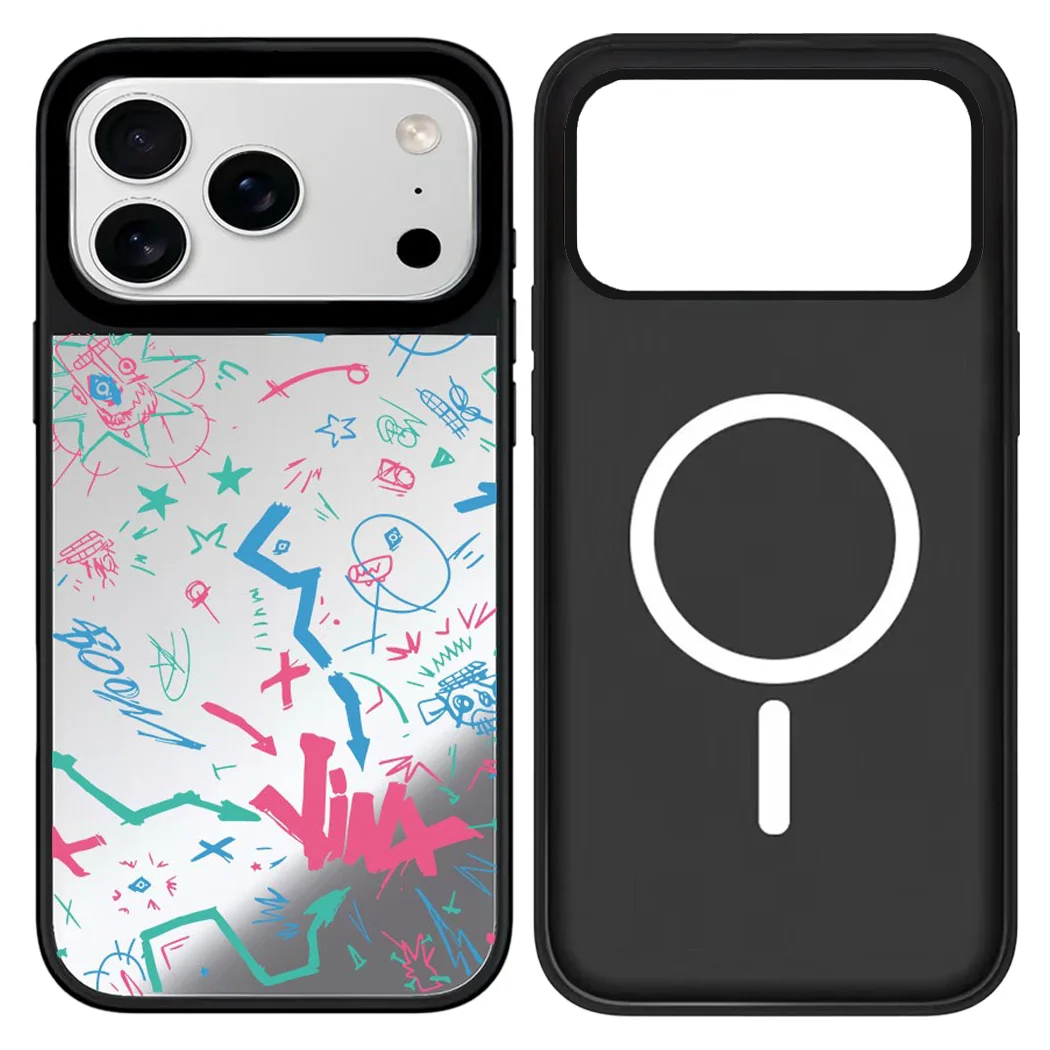 

Game Graffiti Mirror Surface Cover for iPhone 12 13 14 15 16 17 Pro Max 17 Air Case - Protective Magnetic Case