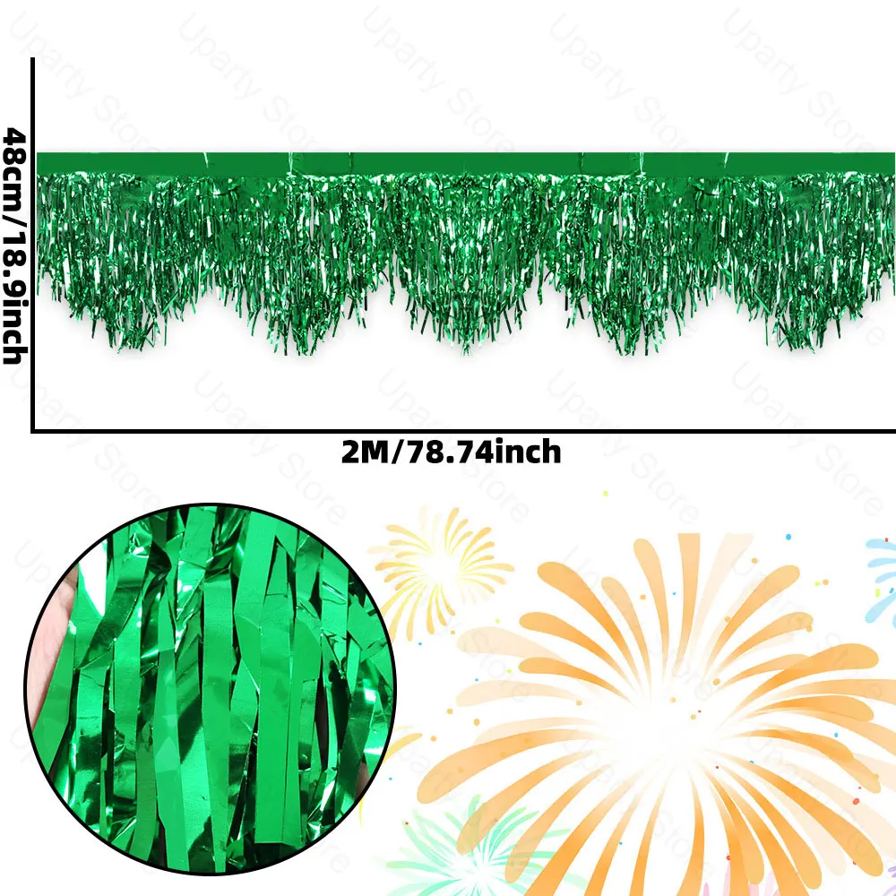 6,56 Fuß Silberfolie Fransen Girlande Hängende Vorhänge Silber Gold Lametta Luftschlangen Banner für Geburtstag Hochzeit Party Hintergrund Dekor – Detail 11