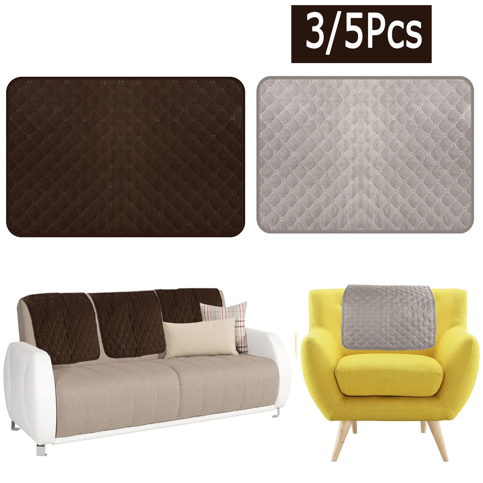 3/5Pcs Sofa Headrest Cover Soft Polyester Recliner Headrest Protector Wear Resistant Recliner Headrest Mat Anti-Fade Sofa Pads