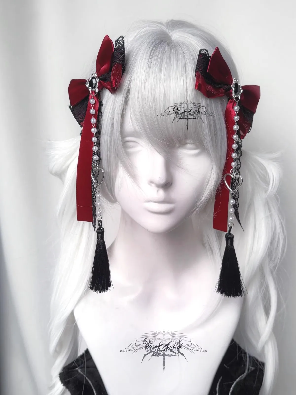 로리타 코스프레 소녀 머리핀 활 머리핀, 귀여운 헤어 액세서리, 일본 미적 중국 스타일, Y2K 술 헤어 클립, 1 쌍