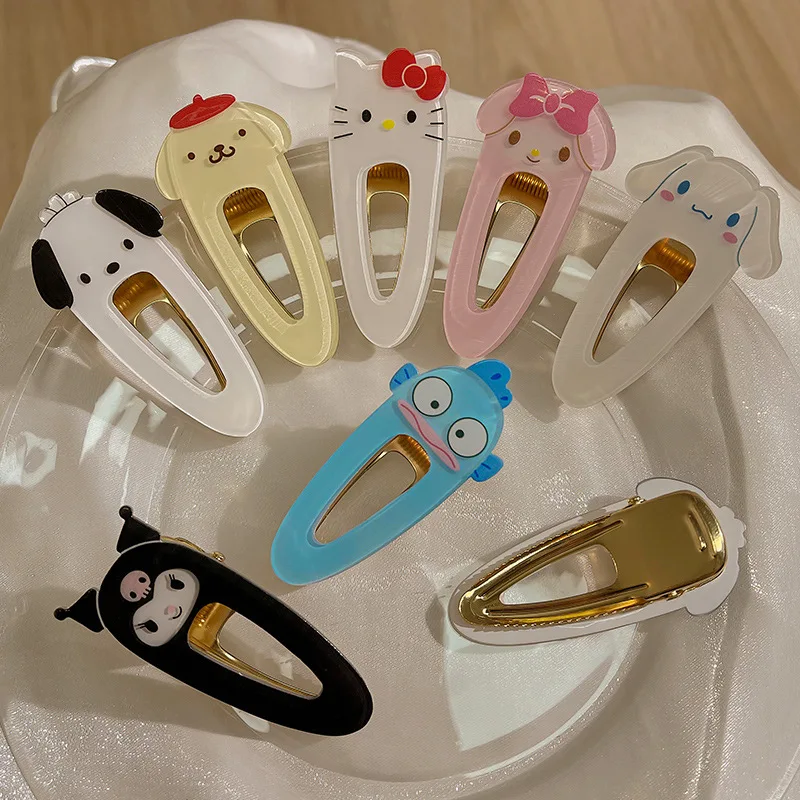 Sanrio Hair Clip Kuromi Cinnamoroll Hello Kitty Cartoon Clip Cute Barrettes Headband Kids Fashion Hair Accessories Toys Gifts