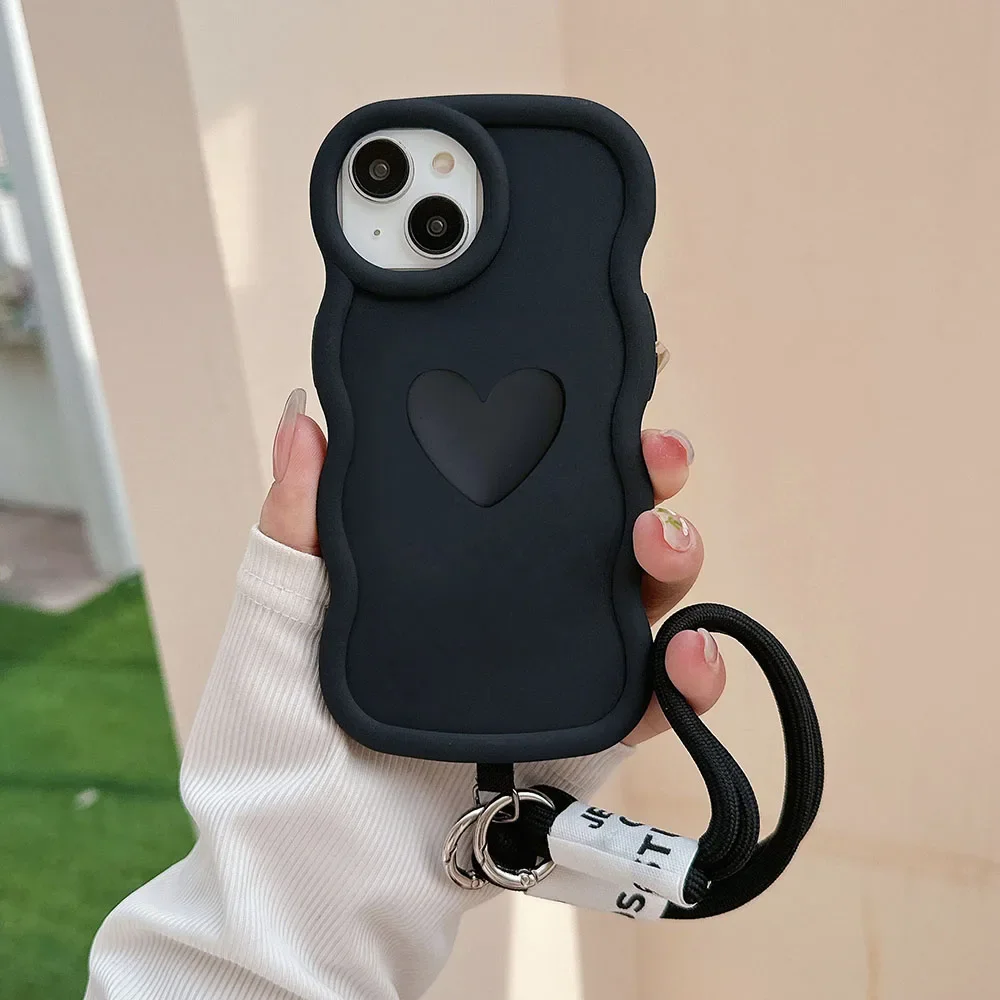 X7A 4G 3D Love Heart +lanyard Soft Phone Case For Honor Magic 5 6 70 90 Lite Smart 5G X6A X6S X6 X7 X8 X9B X8B X7B X9A X8A Cover