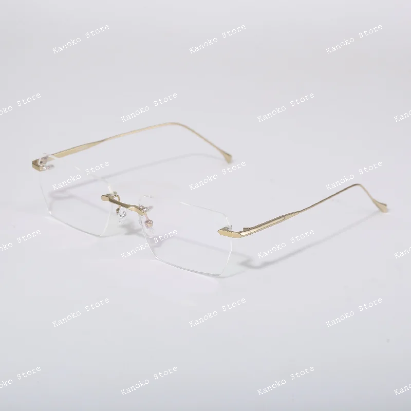 

Легкая роскошная мужская деловая безрамная оправа для очков, простая и сверхлегкая оправа для очков из чистого титана, квадратная форма