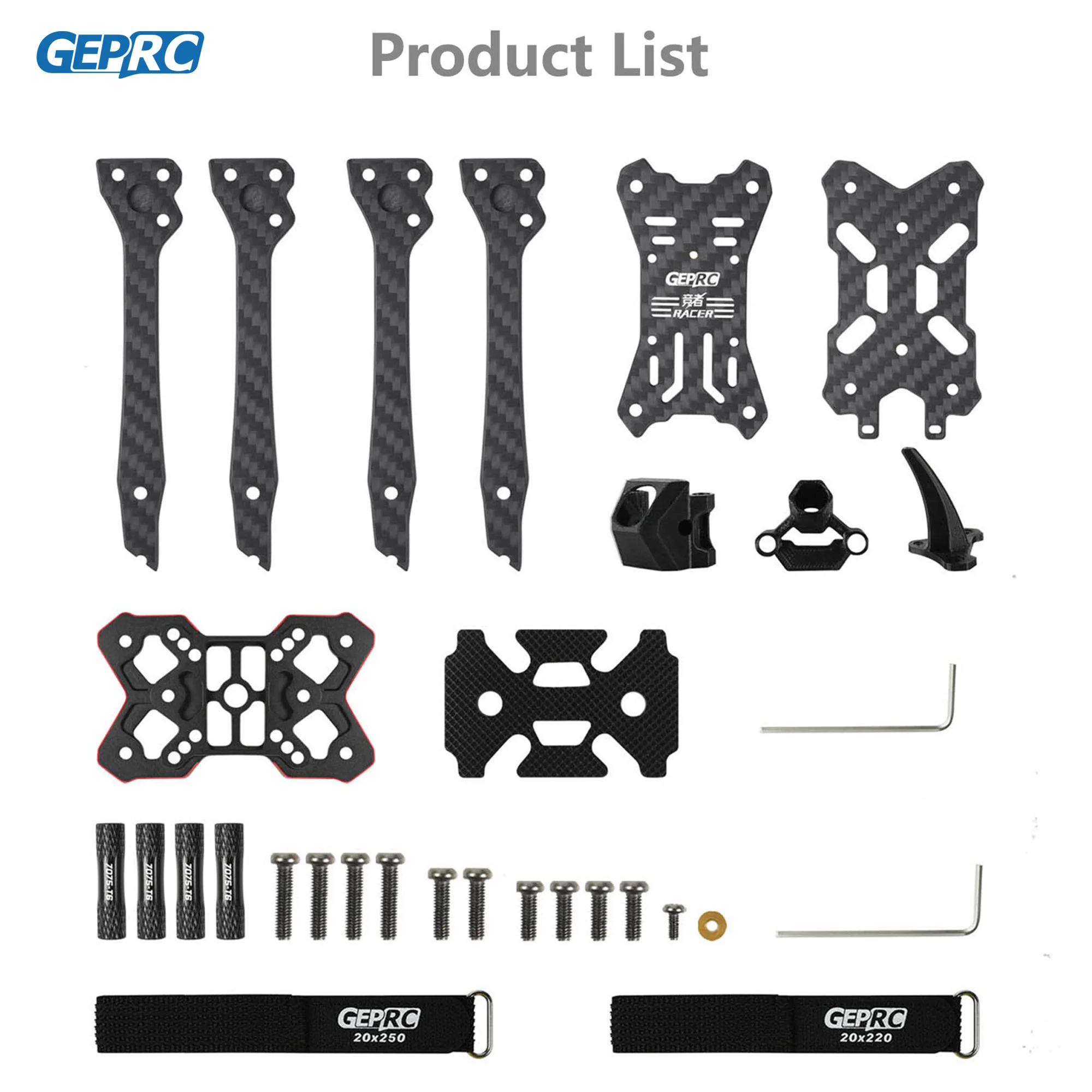 GEPRC Racer Frame Parts Racing Frame 3D Shark Fin 7075 Aviation Aluminum Alloy Splint FPV Quadcopter DIY RC for Drone