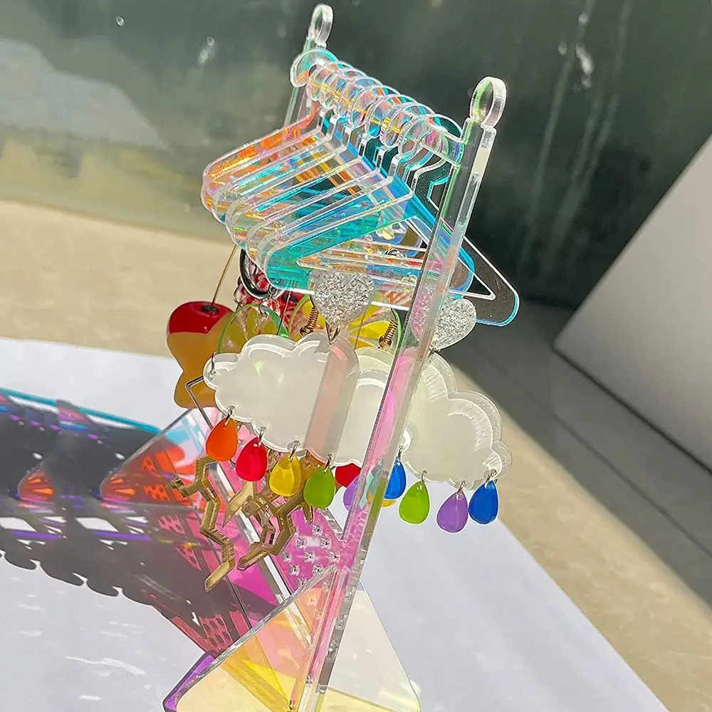 カラフルなイヤリングディスプレイスタンド,ミニチュアアクリル,コートハンガー,ジュエリーラック,シングルダブルレイヤー,卓上棚