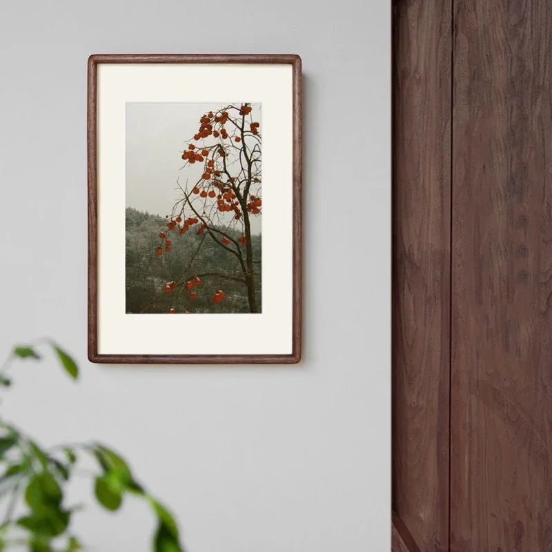 Solid Wood Rectangle Wall Hanging Photo Frame - Black Walnut and Teak Wood Art Frame for Elegant Home Decor
