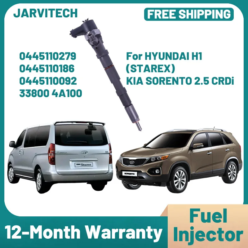 

New Diesel Fuel Injector Assembly 0445110279 0445110186 For HYUNDAI H-1 STAREX KIA SORENTO 2.5 CRDi 0445110092 33800-4A100