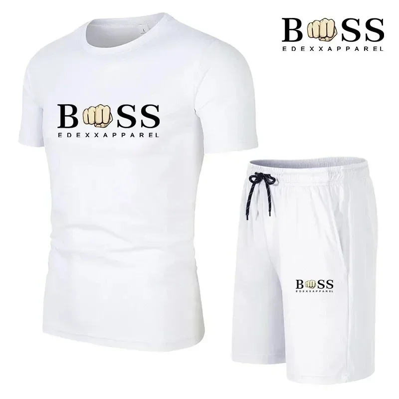 New Summer Designer Clothes Men Two Pieces Mens Casual Tracksuit Men Print Short Sleeve Sets T-shirt+shorts Fitness Sportswear