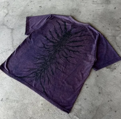 Imagen 2 del producto Camiseta de algodón gris de gran tamaño, ropa de calle, moda urbana, Top holgado con múltiples bolsillos, ropa informal cómoda para uso diario, verano 2025