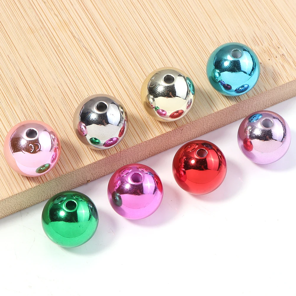 

20pcs/Lot 16mm UV Coating Christmas Color Scheme Acrylic Beads for Ornament Making Loose Spacer Beads DIY Accessories