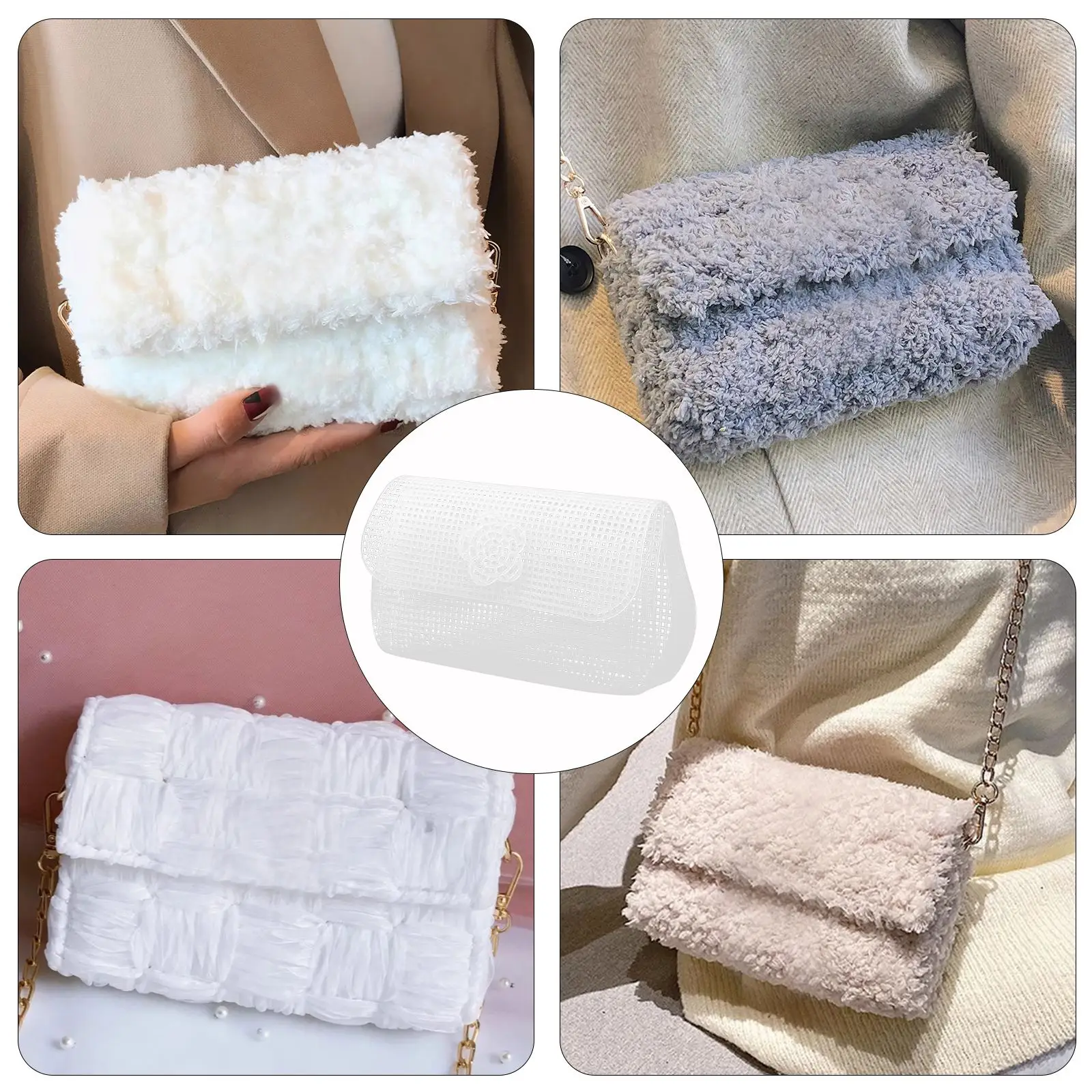 6pc DIY Plastic Mesh Canvas Sheet Bag Make Pad Cross Stitch Embroidery Knitting Sheet Crochet Bag Purse Handbag Making Accessory